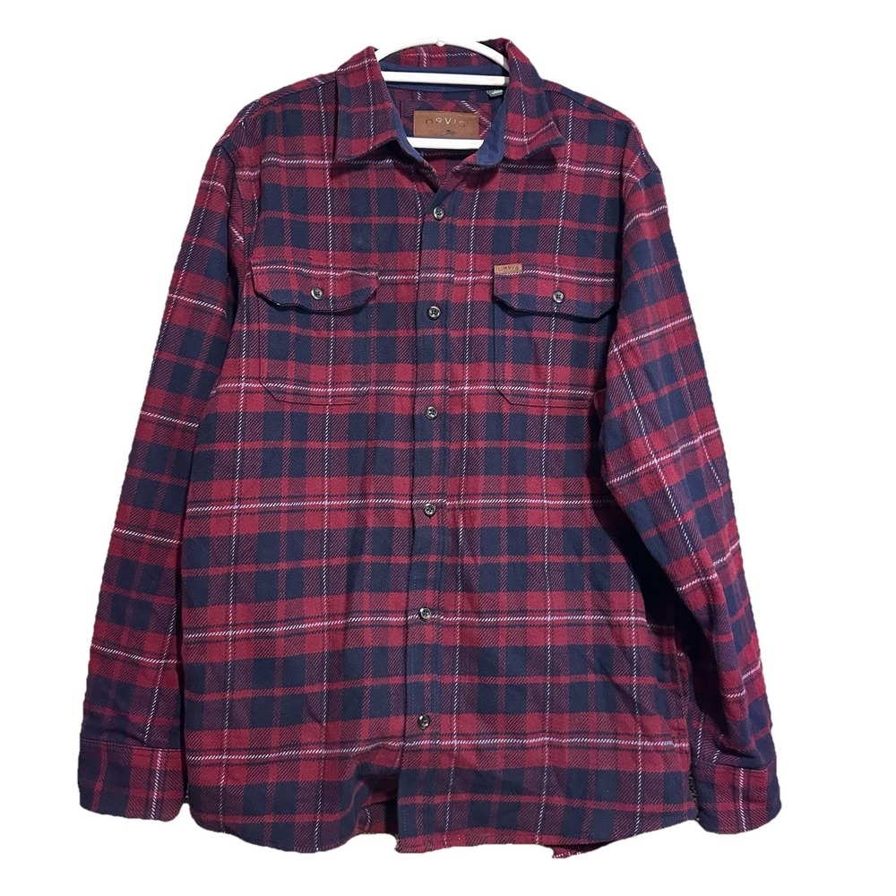 Orvis Big Bear Heavyweight Flannel Shirt Jacket Mens Large Red Shacket Plaid